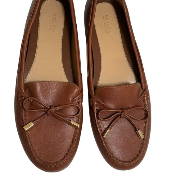 Michael Kors Sutton Cognac Moccasin Flat Loafers with Bow Size 8.5 Lk Nw! - Picture 2 of 6